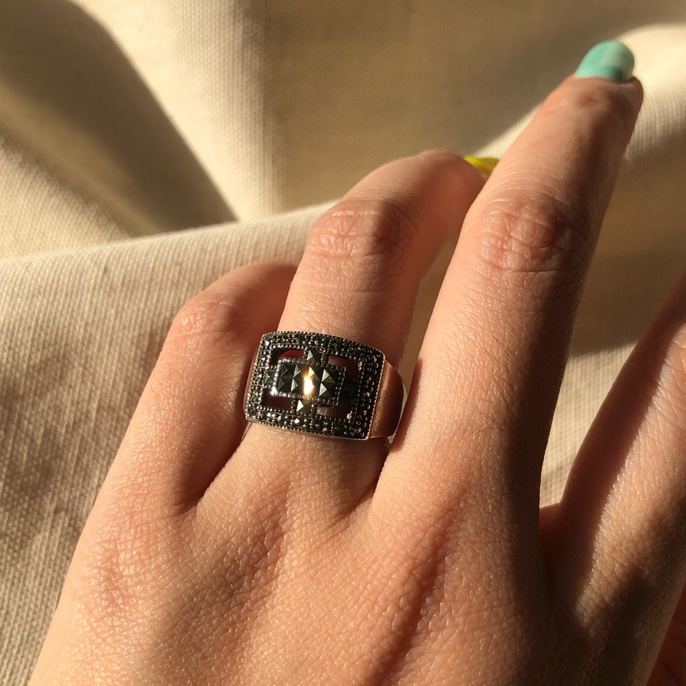 Solid Sterling Silver Hematite Ring